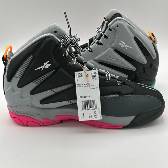 Men’s Reebok Blast Alamo US 8 Black Gray Blue Green Retro Basketball Lifestyle - Picture 10 of 12